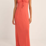 Austin Gather Maxi Dress - Coral