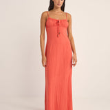 Austin Gather Maxi Dress - Coral