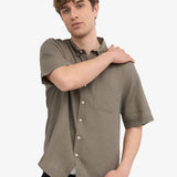 Organic Linen SS Shirt - Dusty Olive