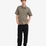 Organic Linen SS Shirt - Dusty Olive