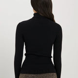Sherry Frill Knit Top - Black
