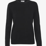 Women Light Merino Wool Crew - Deep Black