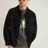Cord Check Overshirt - Black