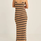 Sol Stripe Knit Maxi Dress - Black