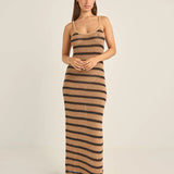 Sol Stripe Knit Maxi Dress - Black