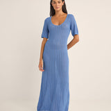 Georgia Short Sleeve Maxi Dress - Blue