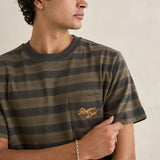 Vintage Stripe Jacquard T-shirt - Olive
