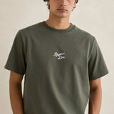 Embroidered SS T-shirt - Silver Pine