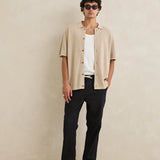 Textured Knit SS Shirt - Stone