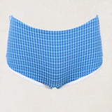Lola Check Boyleg Pant - Blue