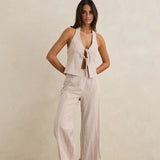 Louise Wide Leg Pant - Tan