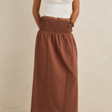 Alana Tie Maxi Skirt - Chocolate