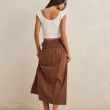 Alana Tie Maxi Skirt - Chocolate