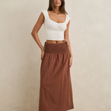 Alana Tie Maxi Skirt - Chocolate