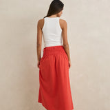 Alana Tie Maxi Skirt - Red