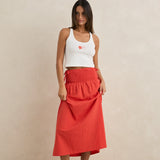 Alana Tie Maxi Skirt - Red
