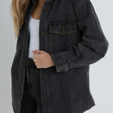 Oversized Denim Shacket - Grey