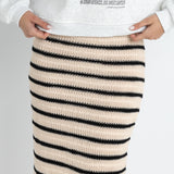 Highline Stripe Knit Midi Skirt - Vintage White