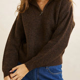 Quincy Zip Knit - Chocolate