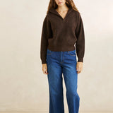 Quincy Zip Knit - Chocolate