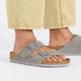 Arizona Suede Leather Narrow - Stone Coin