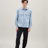 Lunar Relaxed Fit Textured Overshirt - Light Blue Check