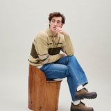 Dawn Stripe Knit Polo - Oatmeal