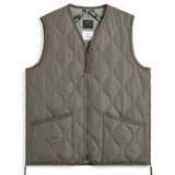Military Zip V-Neck Down Vest - D.Khaki