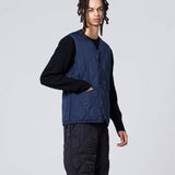 Military Zip V-Neck Down Vest - L.Mocha