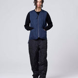 Military Zip V-Neck Down Vest - L.Mocha
