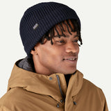 Fishermans Rolled Beanie - Contrast Stripe: Weathered Stone
