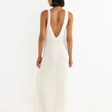 Scallop Knit Maxi Dress - Cream