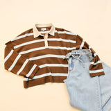 Rugby Polo Knit Sweater - Brown