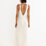 Scallop Knit Maxi Dress - Cream