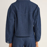 Pinstripe Cropped Jacket - Indigo
