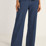 Pinstripe Mid-Rise Pant - Indigo