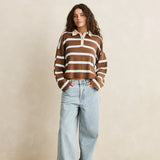 Rugby Polo Knit Sweater - Brown