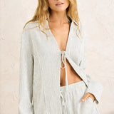 Driftwood Stripe Overswim Shirt - Cream