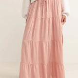 Classic Tiered Maxi Skirt - Rose
