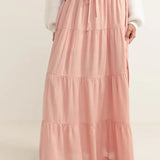 Classic Tiered Maxi Skirt - Rose