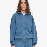 Oversized Organic Zip Hood - Faded Indigo
