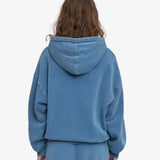 Oversized Organic Zip Hood - Faded Indigo