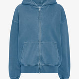 Oversized Organic Zip Hood - Faded Indigo