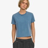 Organic Boxy Crop Tee - Faded Indigo