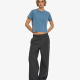 Organic Boxy Crop Tee - Faded Indigo