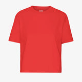 Organic Boxy Crop Tee - Red Tangerine