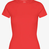 Organic Rib SS T-Shirt - Red Tangerine