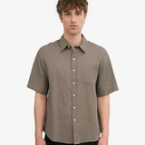 Organic Linen SS Shirt - Dusty Olive