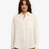 Organic Linen Oversized Shirt - Ivory White