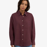 Linen Oversized Shirt - Oxblood Red
